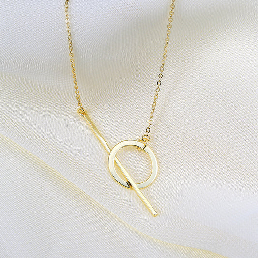 Oboro Month S925 Sterling Silver Necklace Fashion Simple Tassel Clavicle Circle Hanging Rod Clavicle Chain Cross-border Accessories Wholesale