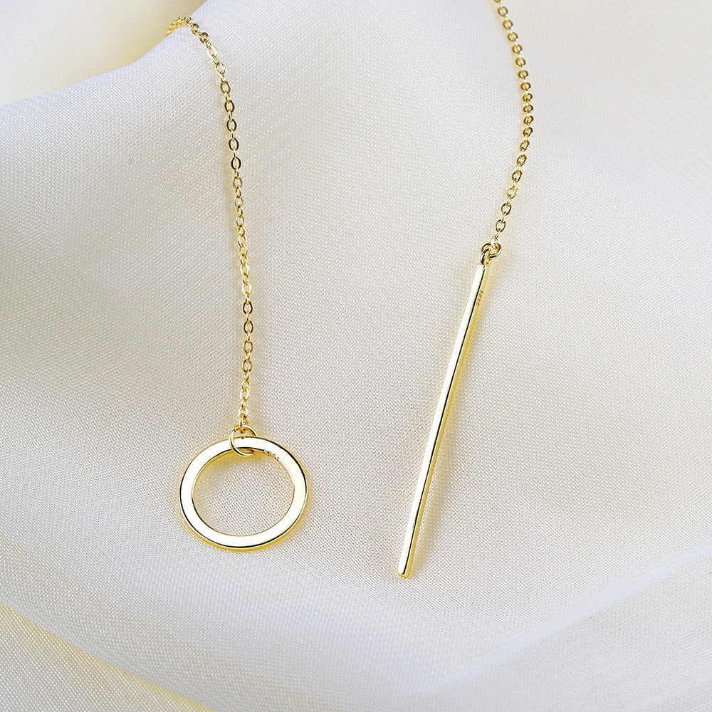 Oboro Month S925 Sterling Silver Necklace Fashion Simple Tassel Clavicle Circle Hanging Rod Clavicle Chain Cross-border Accessories Wholesale