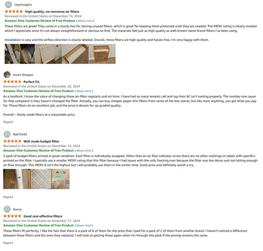 AMX® 20x20x1 AC Furnace Air Filter, MERV 8, MPR 600