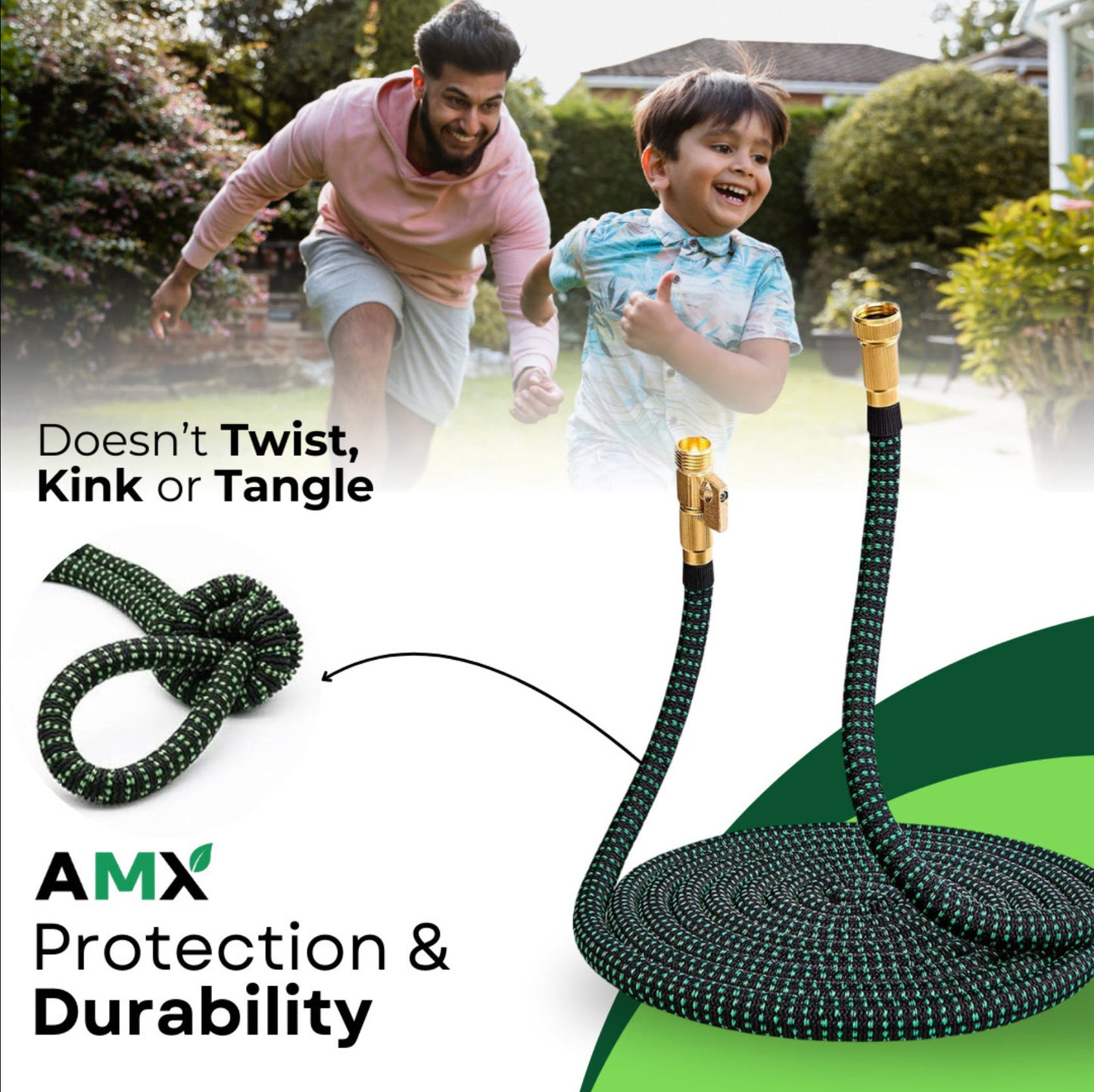 AMX® Expandable Easy Hose w/Premium Solid Copper Infused Brass Connector Expandable