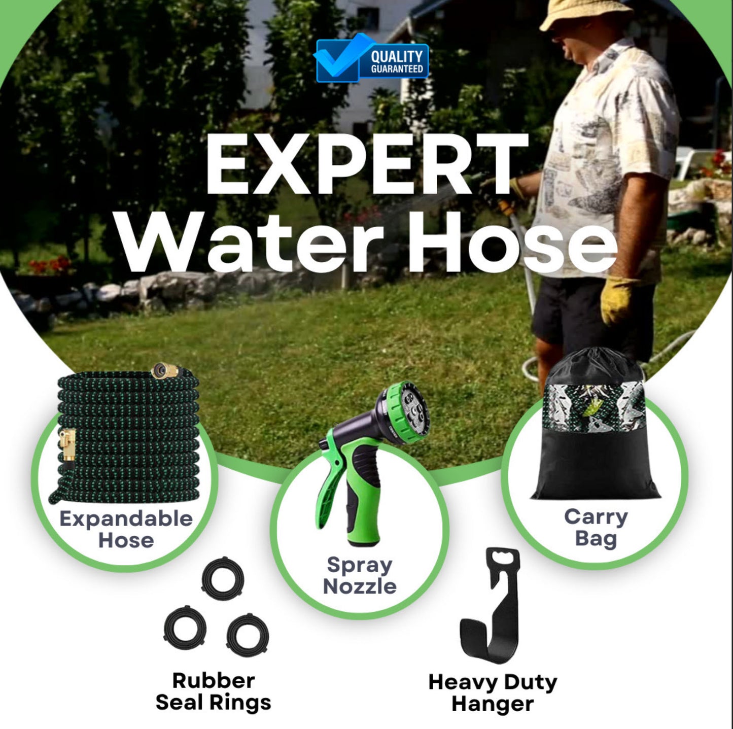 AMX® Expandable Easy Hose w/Premium Solid Copper Infused Brass Connector Expandable