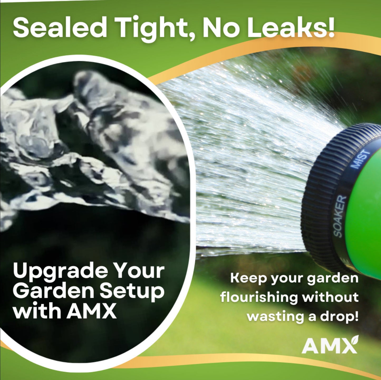 AMX® Expandable Easy Hose w/Premium Solid Copper Infused Brass Connector Expandable