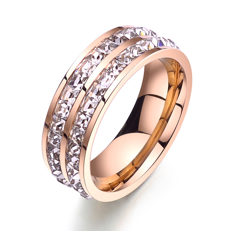 Ring Couple Men's And Women's Simple Sky Stars Flash Color-free Double Single Row Tail Ring Index Finger Fashion Trendy Ring Jewelry