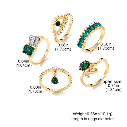 Emerald Diamond-studded Ring Suit Women