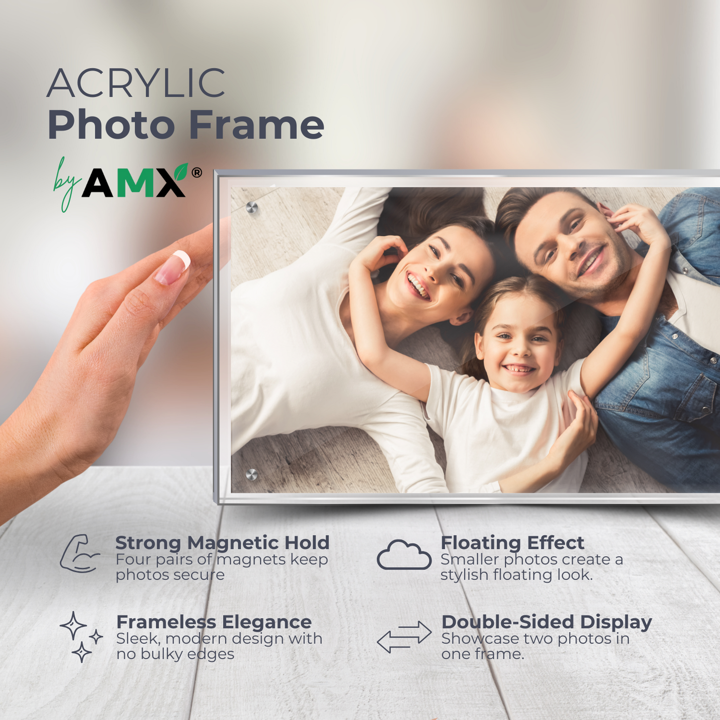 AMX® 5x7 Magnetic Acrylic Photo Resin Frame Display