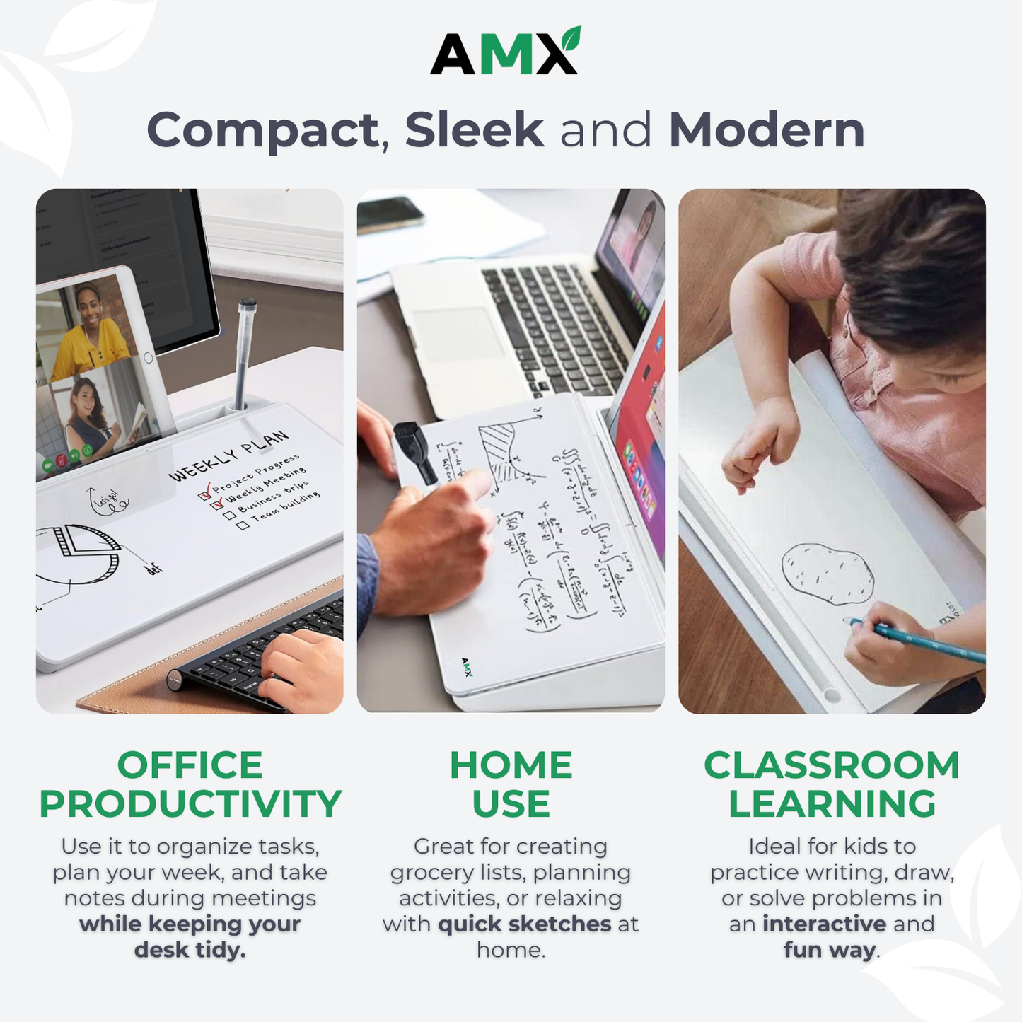 AMX® Small Glass Desktop Whiteboard