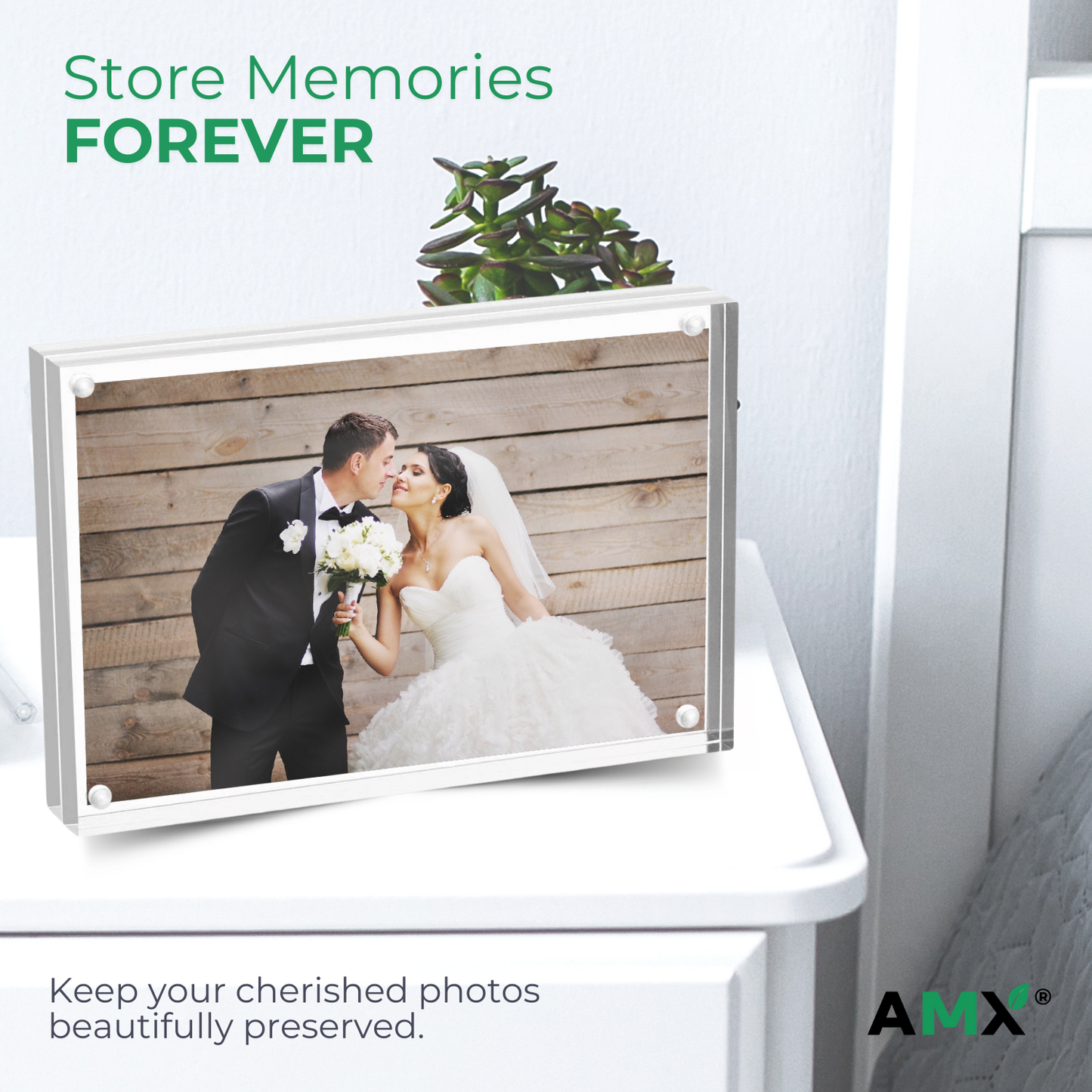 AMX® 5x7 Magnetic Acrylic Photo Resin Frame Display