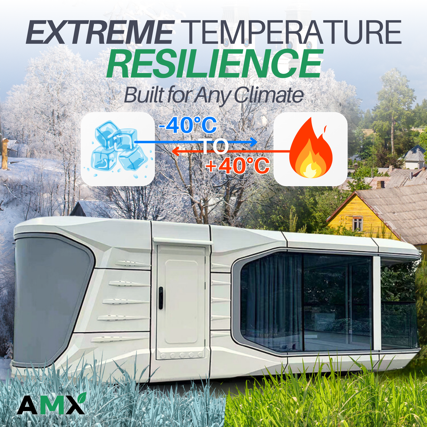AMX® Luxury Tiny Space Capsule Bedroom Container Mobile Home Prefab Garden House HL-E7-02