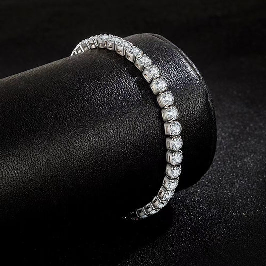 S925 Sterling Silver Full Diamond Bracelet Women's Light Luxury Niche Flash Full Rai Diamond Zircon Girlfriend Birthday Gift