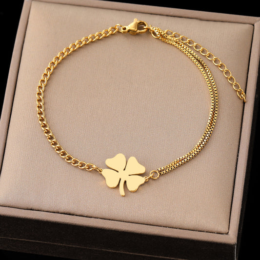 Love Four-leaf Clover Titanium Steel Bracelet Women's Jewelry