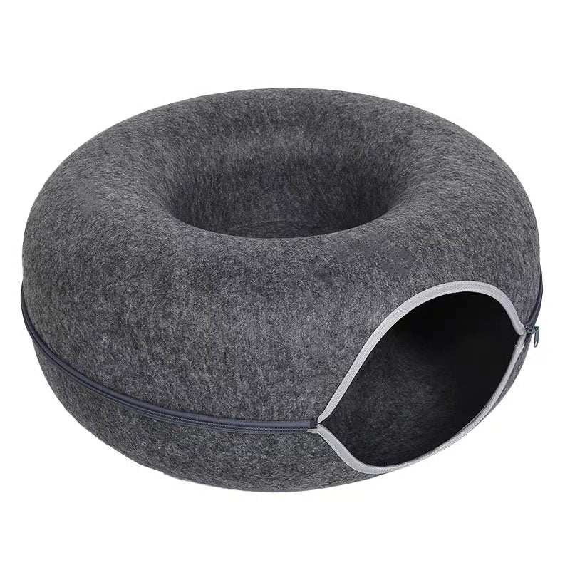Felt Cat Nest Breathable Summer Cat House Drill Hole Cat Cave Zipper Closed Toy Cat Tunnel Donut Cat Nest