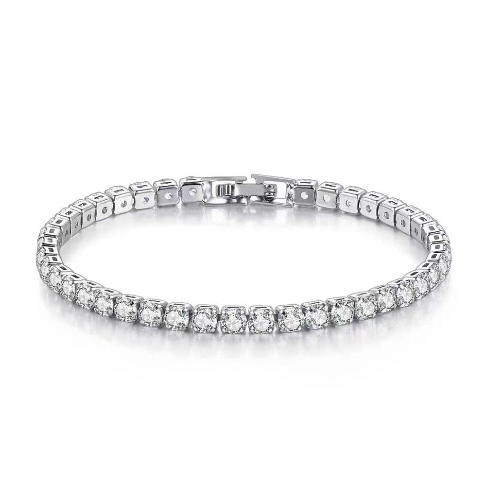 S925 Sterling Silver Full Diamond Bracelet Women's Light Luxury Niche Flash Full Rai Diamond Zircon Girlfriend Birthday Gift