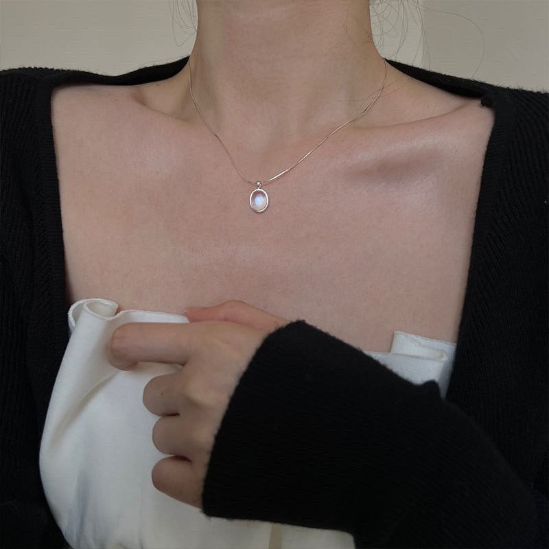 Natural Aquamarine Moonstone Women's Necklace