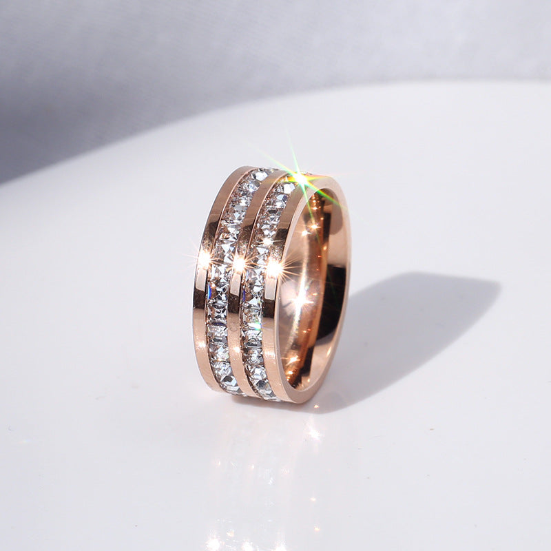 Ring Couple Men's And Women's Simple Sky Stars Flash Color-free Double Single Row Tail Ring Index Finger Fashion Trendy Ring Jewelry