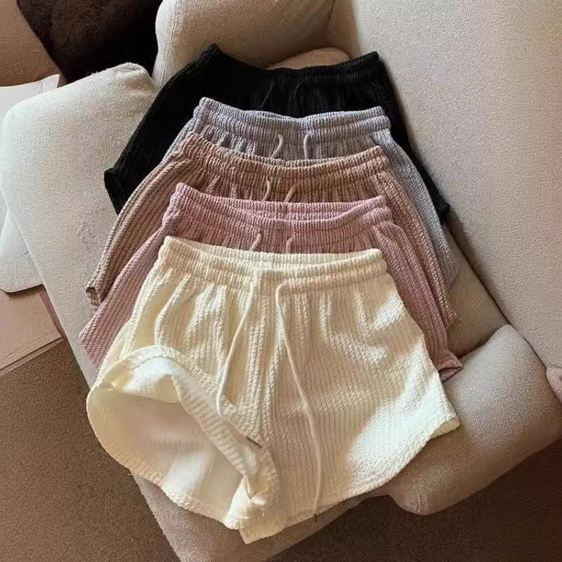 Women Shorts Waffle New Summer High Waist Plus Size Shorts Internet Celebrity Fitness Sports Pants Loose Casual Pants