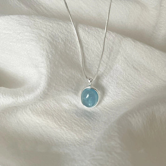 Natural Aquamarine Moonstone Women's Necklace