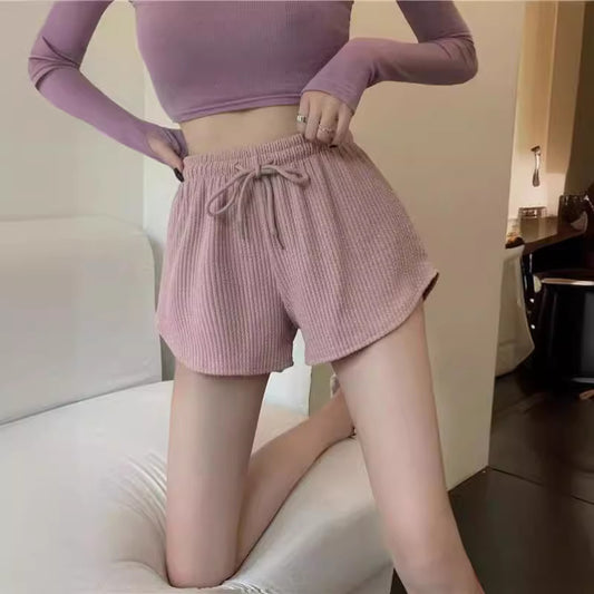 Women Shorts Waffle New Summer High Waist Plus Size Shorts Internet Celebrity Fitness Sports Pants Loose Casual Pants