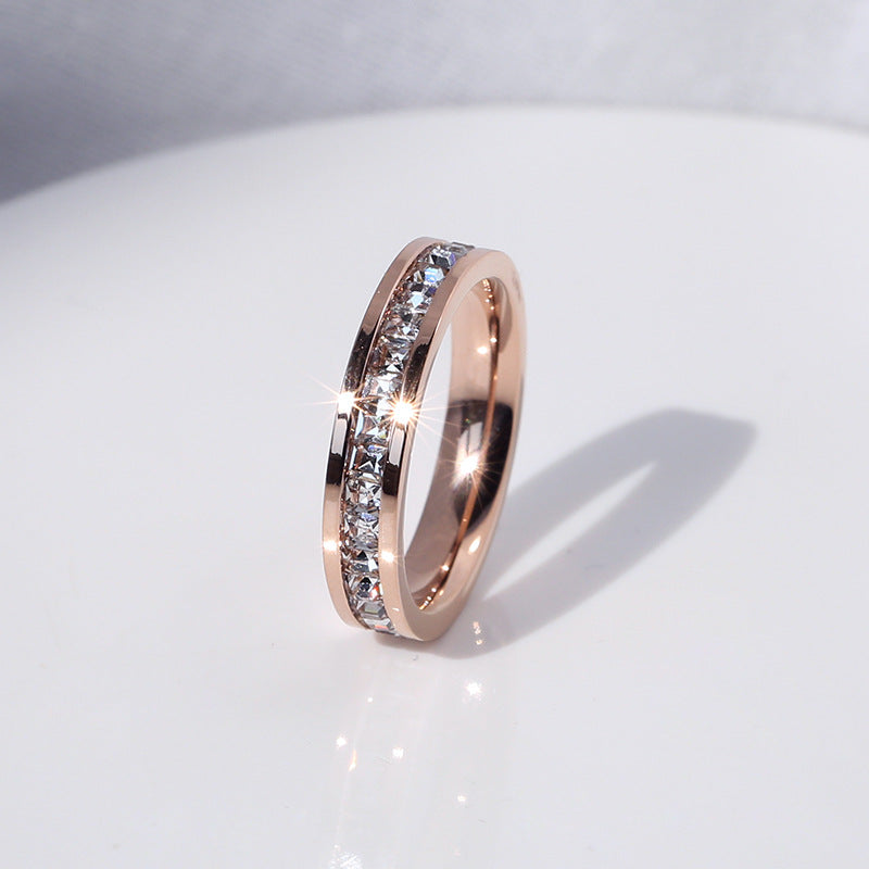 Ring Couple Men's And Women's Simple Sky Stars Flash Color-free Double Single Row Tail Ring Index Finger Fashion Trendy Ring Jewelry