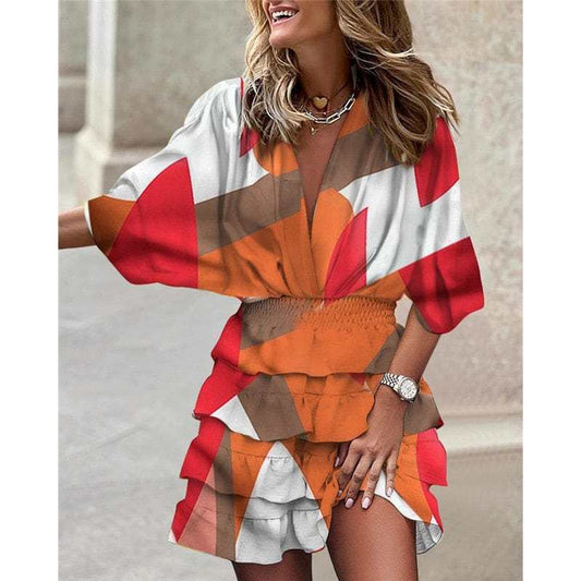 Comfortable Print Hem Irregular Womens Dress