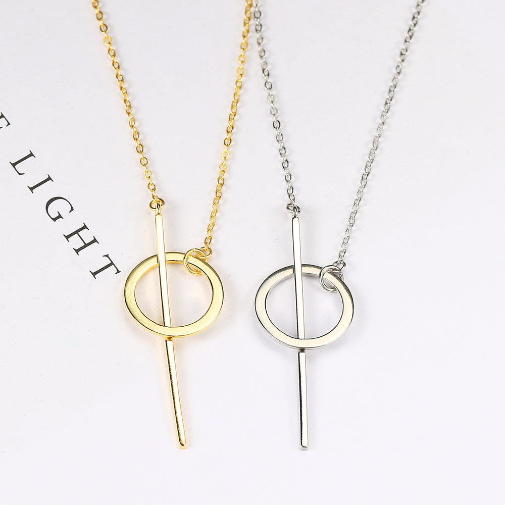 Oboro Month S925 Sterling Silver Necklace Fashion Simple Tassel Clavicle Circle Hanging Rod Clavicle Chain Cross-border Accessories Wholesale