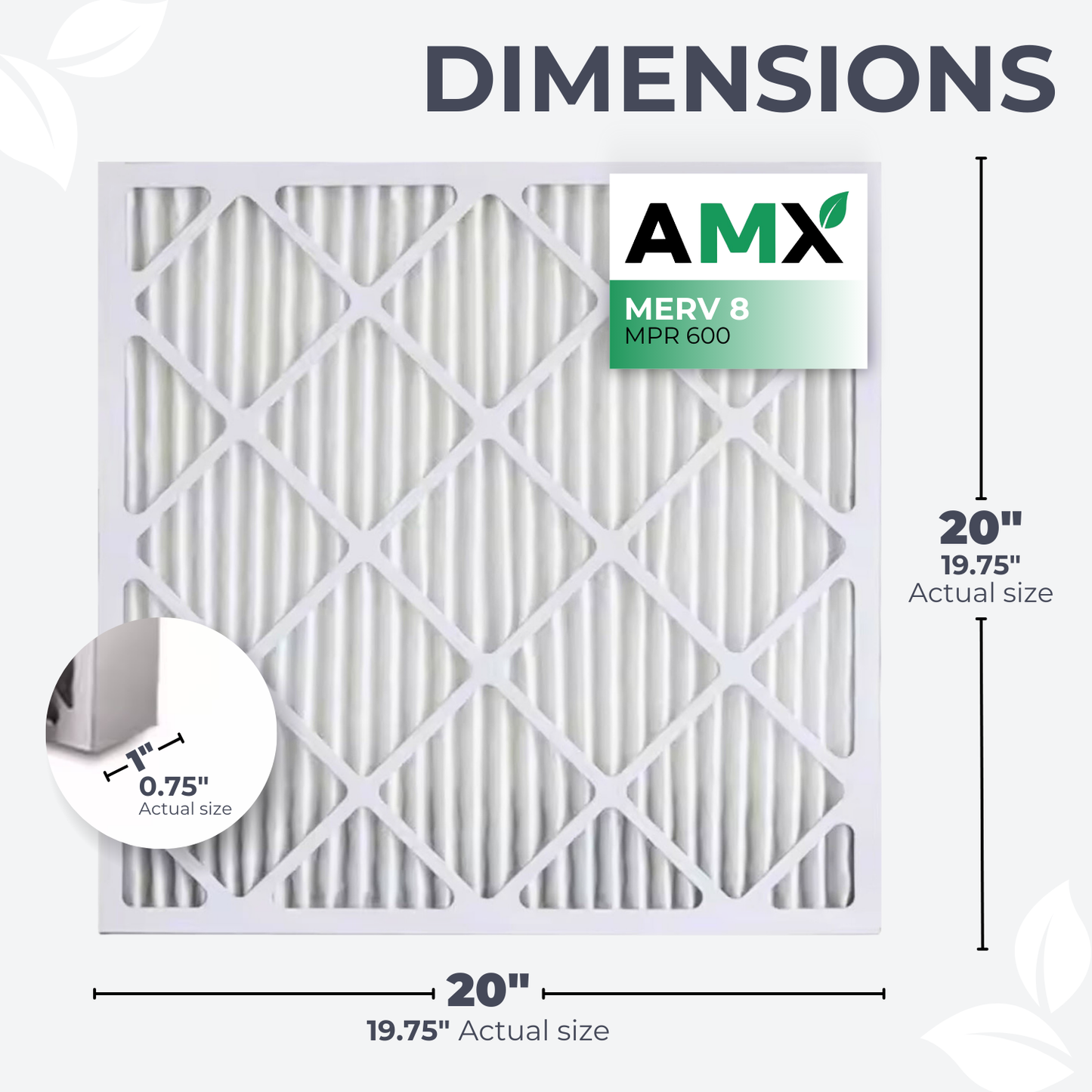 AMX® 20x20x1 AC Furnace Air Filter, MERV 8, MPR 600