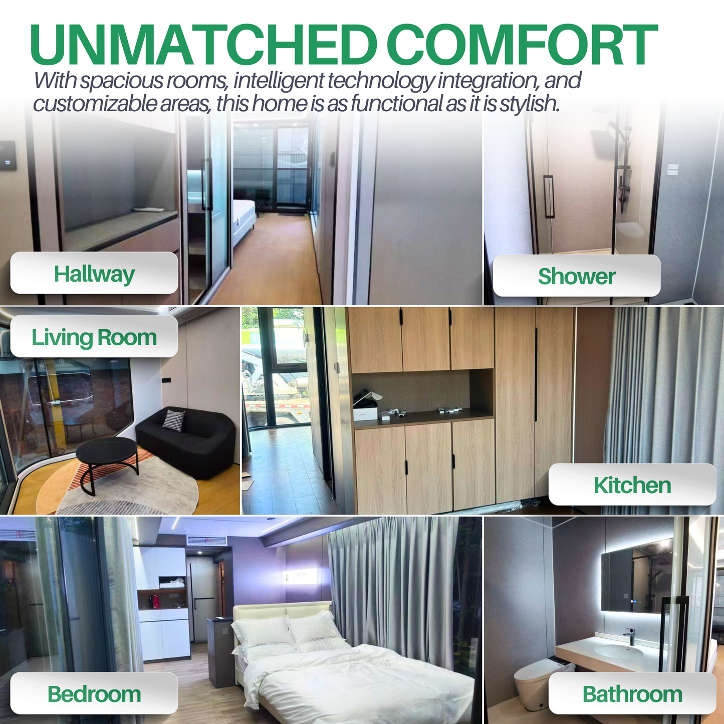 AMX®  Luxury Tiny Space Capsule Bedroom Container Mobile Home Prefab Garden House HL-E7-02