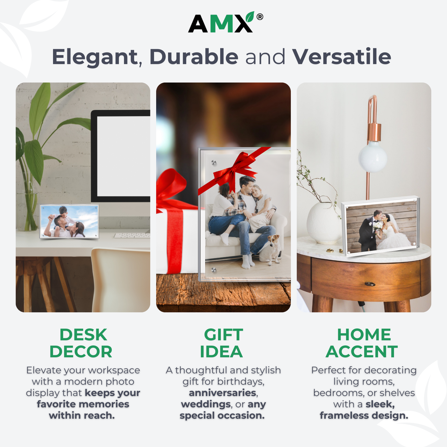 AMX® 5x7 Magnetic Acrylic Photo Resin Frame Display