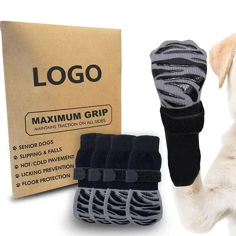 Large Medium Dog Anti-Slip Socks Pet Socks Dog Shoe Covers Outdoor Tie Breathable Waterproof Dog Shoes Cotton Rubber Knitted