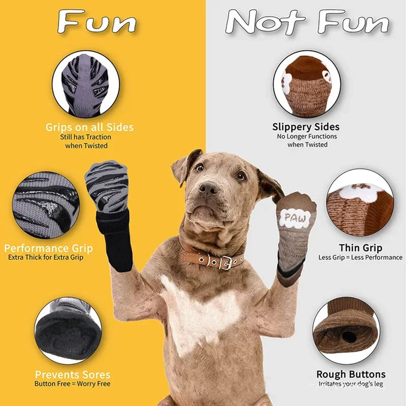 Large Medium Dog Anti-Slip Socks Pet Socks Dog Shoe Covers Outdoor Tie Breathable Waterproof Dog Shoes Cotton Rubber Knitted