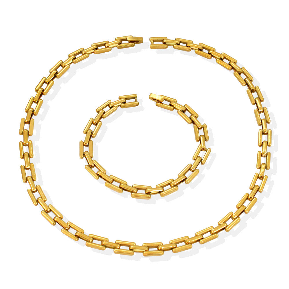 Ring Buckle Titanium Steel Mouth Necklace Bracelet Ins Female Clavicle Chain Hip Hop Personality Short Accessories Beads