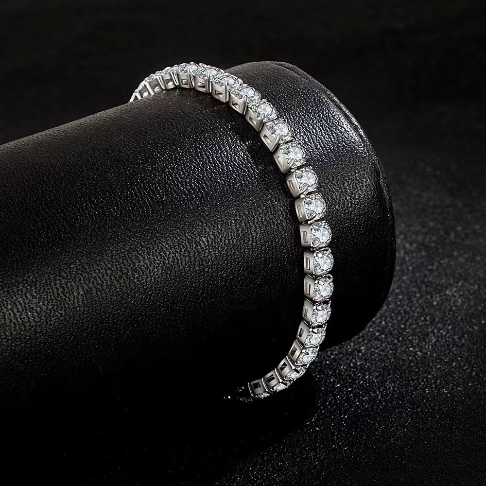 S925 Sterling Silver Full Diamond Bracelet Women&#039;s Light Luxury Niche Flash Full Rai Diamond Zircon Girlfriend Birthday Gift