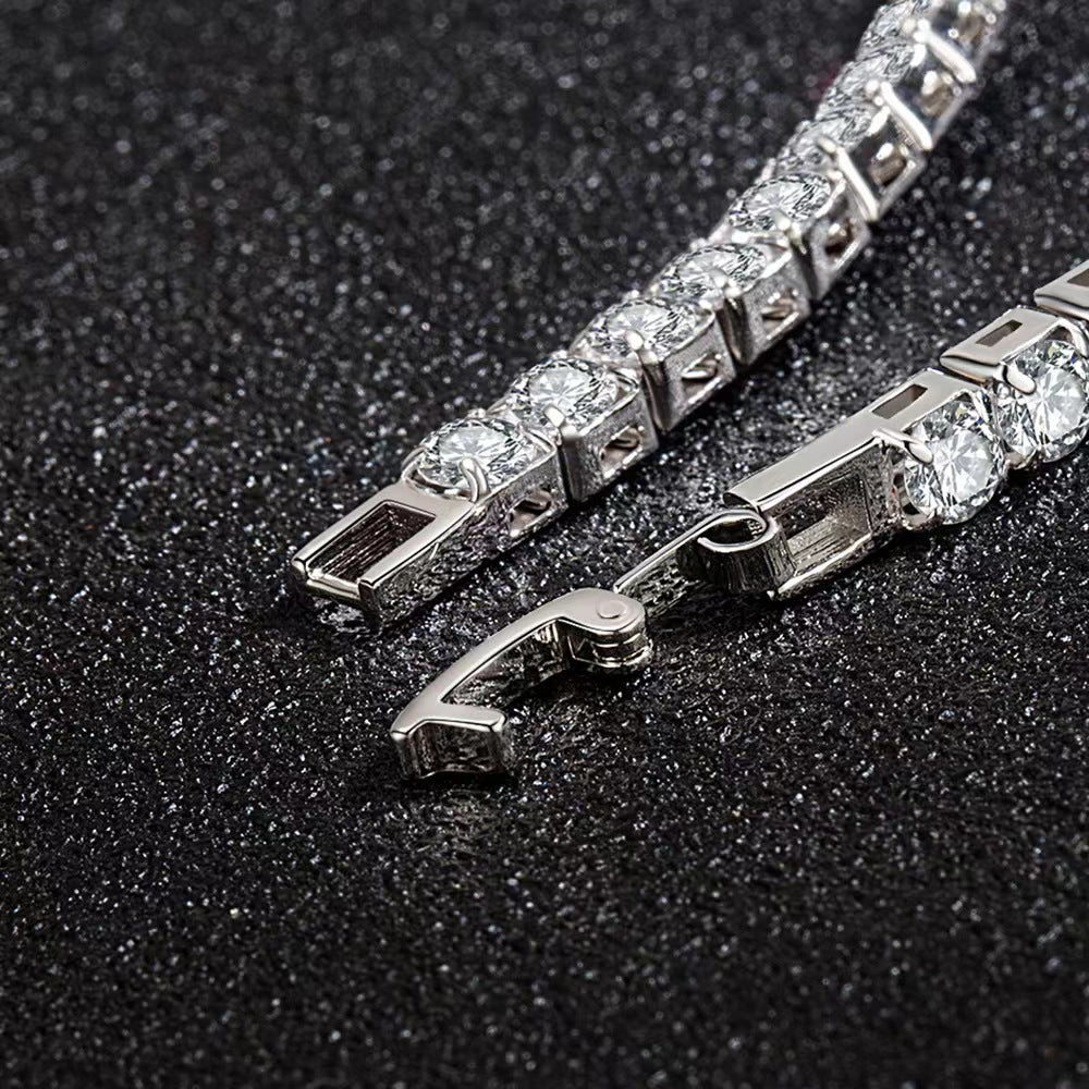 S925 Sterling Silver Full Diamond Bracelet Women&#039;s Light Luxury Niche Flash Full Rai Diamond Zircon Girlfriend Birthday Gift