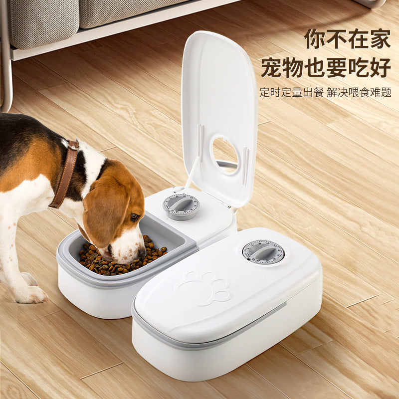 Pet Bowl Intelligent Timing Cat Feeder Quantitative Wet And Dry Food Double Meal Separated Household Dog Automatic Feeding
