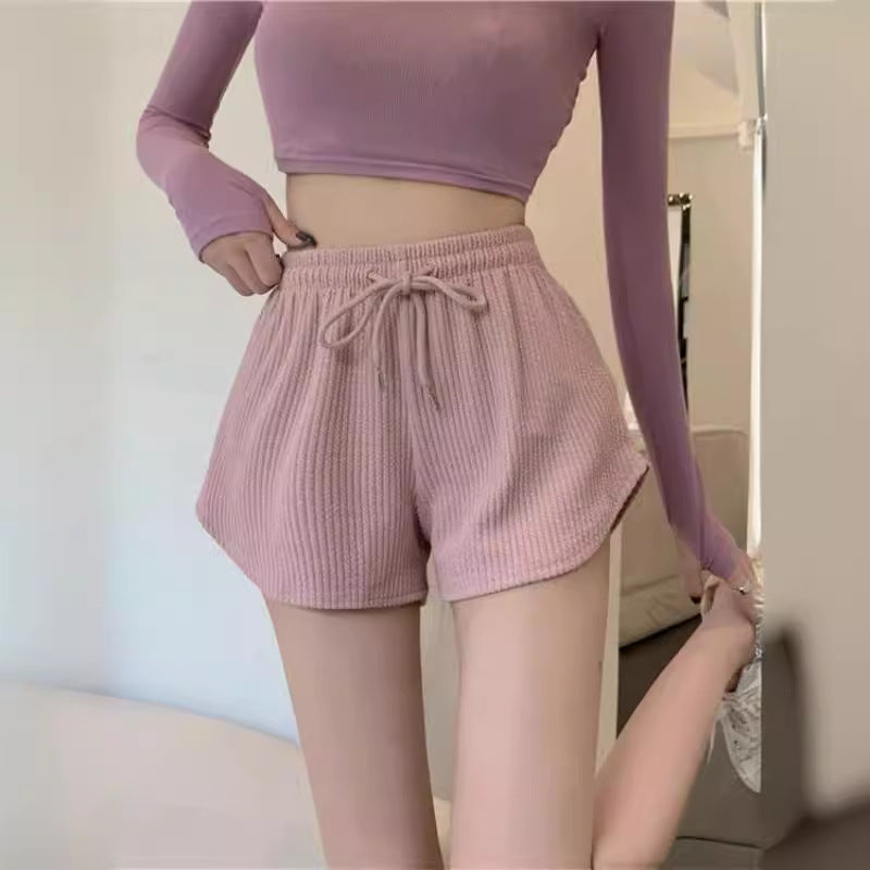 Women Shorts Waffle New Summer High Waist Plus Size Shorts Internet Celebrity Fitness Sports Pants Loose Casual Pants