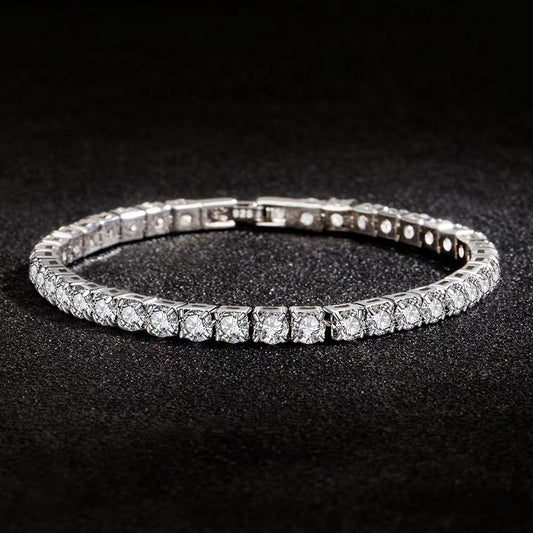 S925 Sterling Silver Full Diamond Bracelet Women&#039;s Light Luxury Niche Flash Full Rai Diamond Zircon Girlfriend Birthday Gift