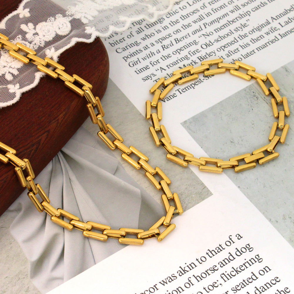 Ring Buckle Titanium Steel Mouth Necklace Bracelet Ins Female Clavicle Chain Hip Hop Personality Short Accessories Beads
