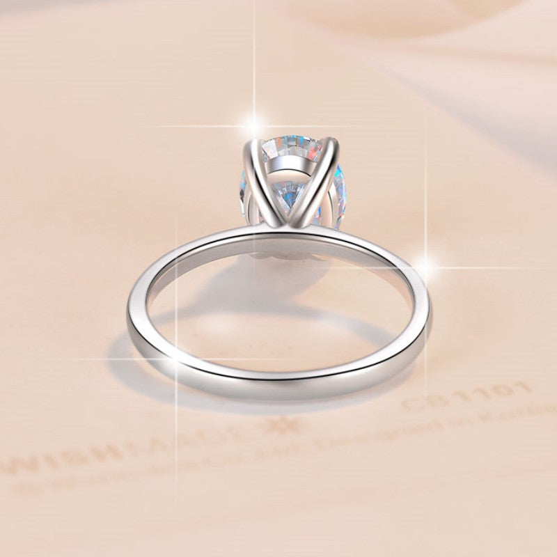 Oval Moissanite Ring Women&#039;s Four-claw Simple Gold-plated Live Supply Manufacturers Cross-border S925 Sterling Silver Egg-shaped Ring