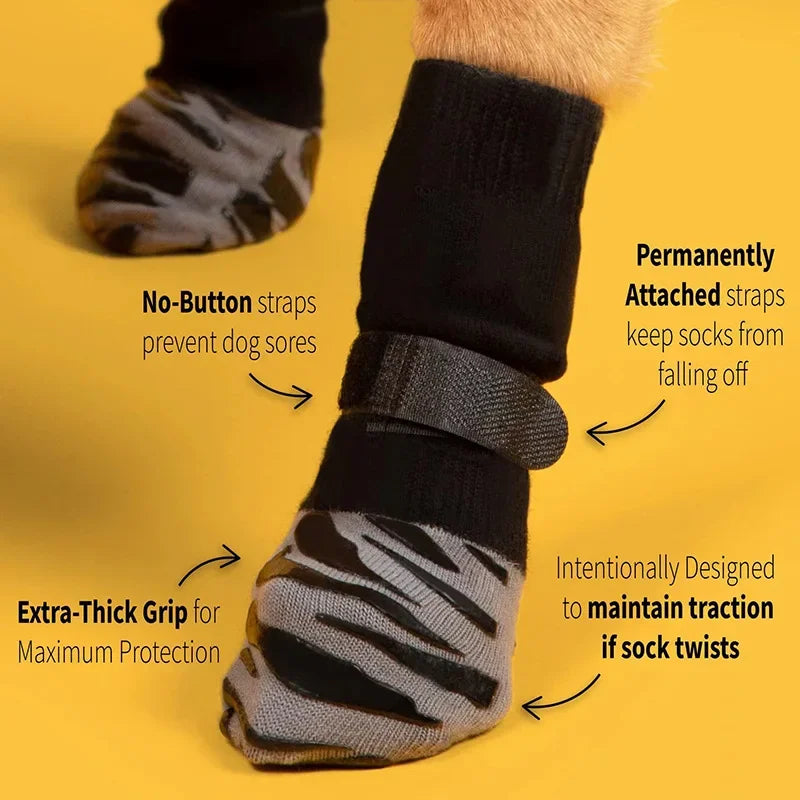 Large Medium Dog Anti-Slip Socks Pet Socks Dog Shoe Covers Outdoor Tie Breathable Waterproof Dog Shoes Cotton Rubber Knitted