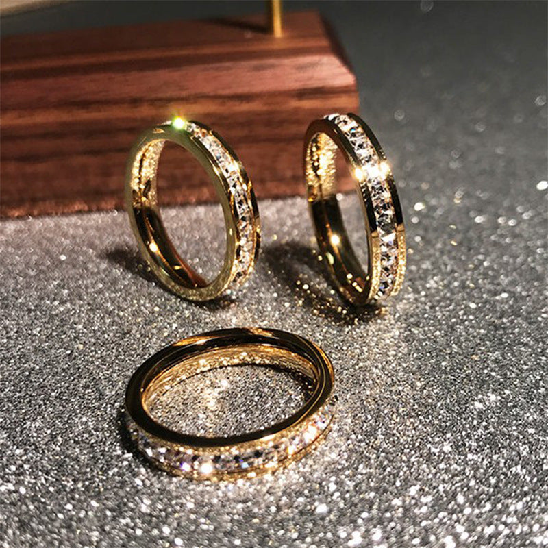 Ring Couple Men&#039;s And Women&#039;s Simple Sky Stars Flash Color-free Double Single Row Tail Ring Index Finger Fashion Trendy Ring Jewelry