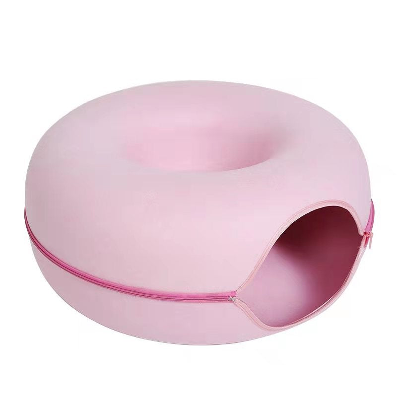 Felt Cat Nest Breathable Summer Cat House Drill Hole Cat Cave Zipper Closed Toy Cat Tunnel Donut Cat Nest