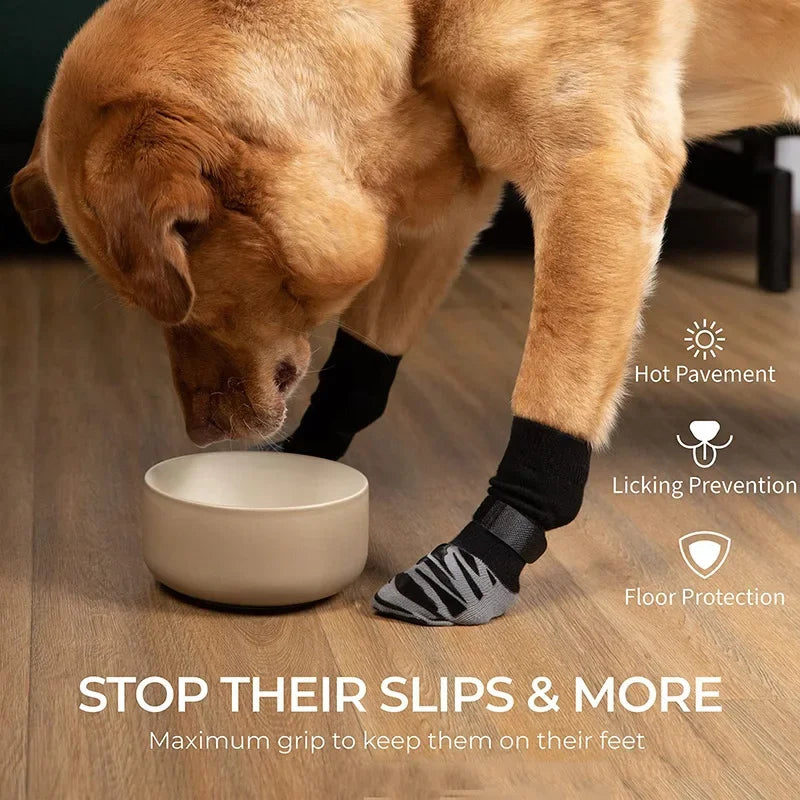 Large Medium Dog Anti-Slip Socks Pet Socks Dog Shoe Covers Outdoor Tie Breathable Waterproof Dog Shoes Cotton Rubber Knitted