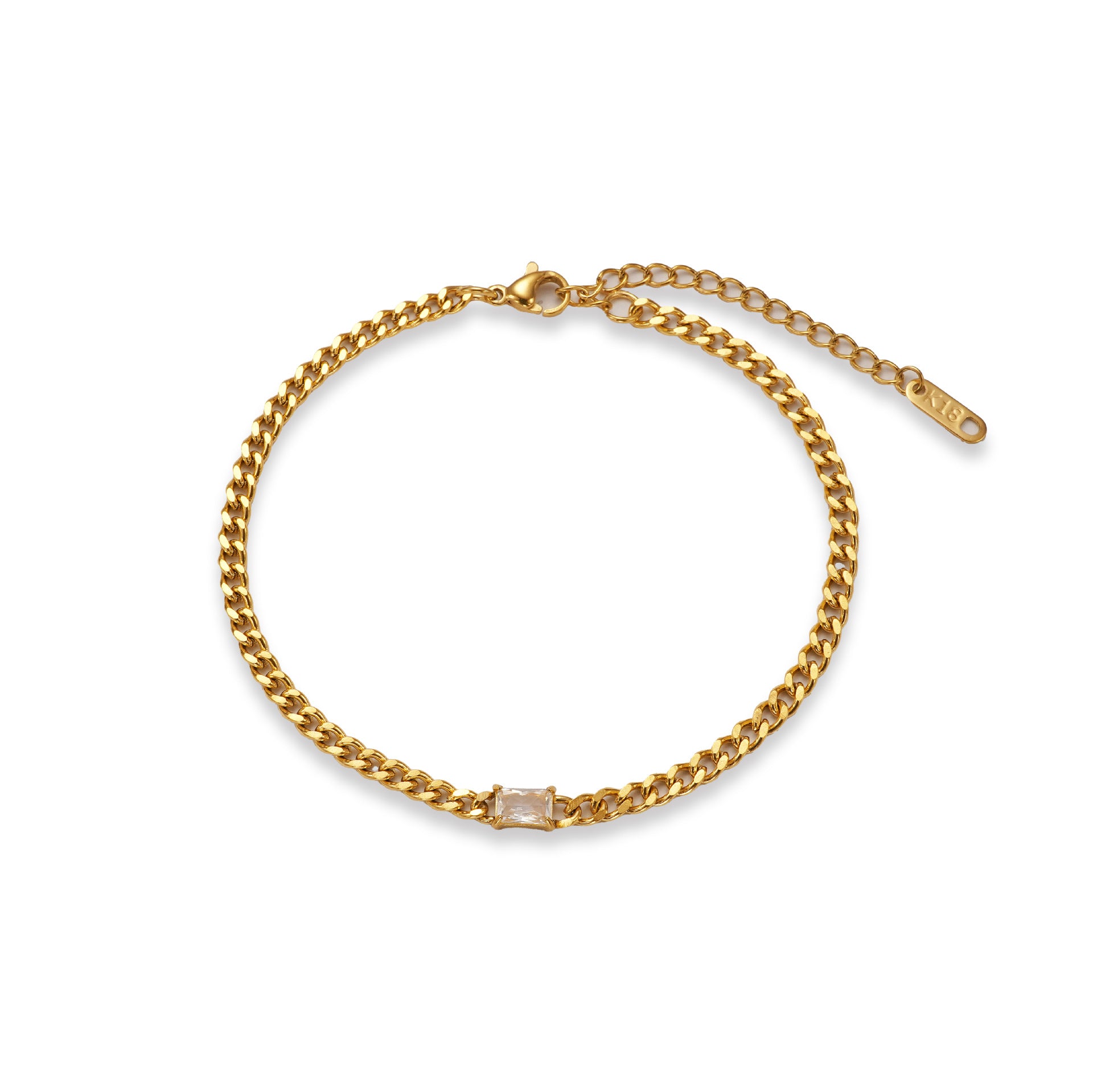 Fashion Titanium Steel Grinding Chain Water Droplets Zircon Bracelet Anklet Suit