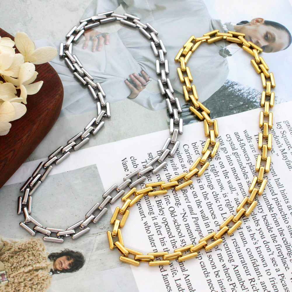 Ring Buckle Titanium Steel Mouth Necklace Bracelet Ins Female Clavicle Chain Hip Hop Personality Short Accessories Beads