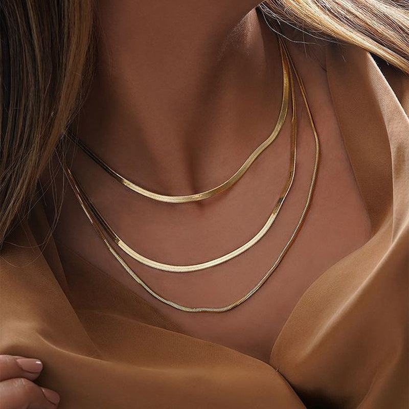 Stainless Steel Gold Blade Chain Necklace