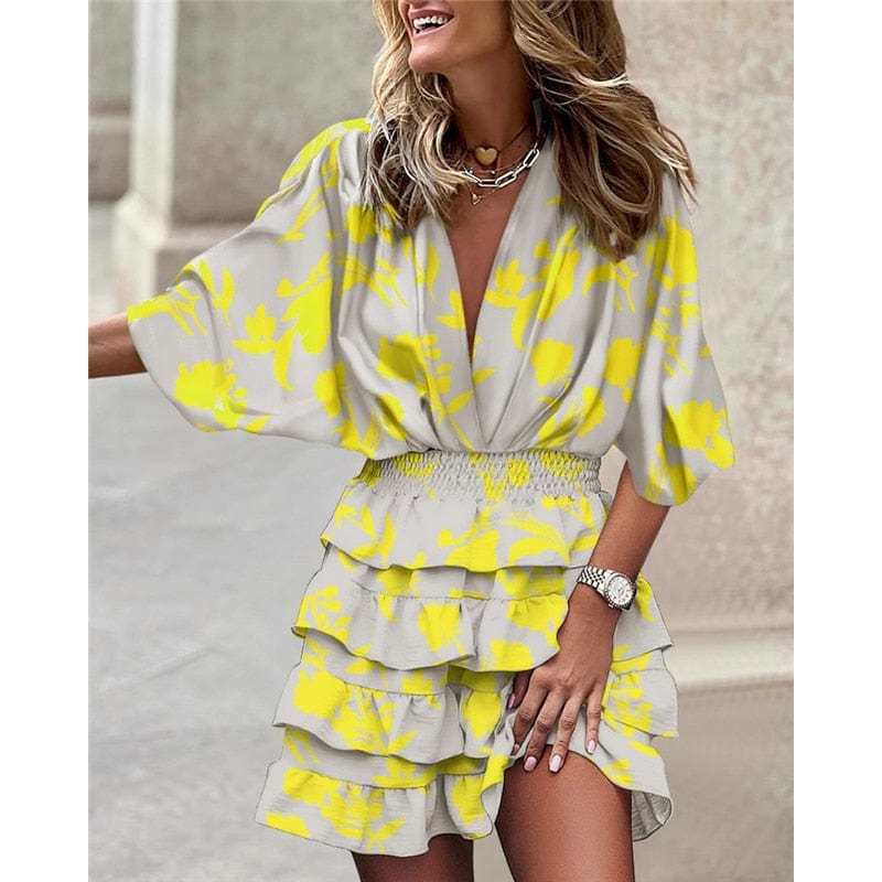 Comfortable Print Hem Irregular Womens Dress